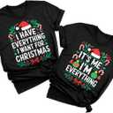 Christmas Couples Shirts Merry Christmas Couples Matching Outfits Xmas Holiday Graphic Short Sleeve Tees Top (Black, S)