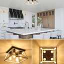 Farmhouse Oak White Flush Mount 4-Light Industrial Kitchen Ceiling Lights, Rustic Flush Mount for Dining Room, Bedroom, Hallway, Entryway, Foyer