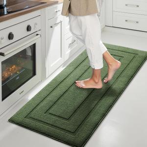 GRANNY SAYS Kitchen Mats for Floor Resist Dirt Kitchen Rugs Non Slip Washable, Long Rug Runner for Sink Laundry Thick Durable Polypropylene Comfort Standing, 47" x 20", Green (1'6" x 3'11")