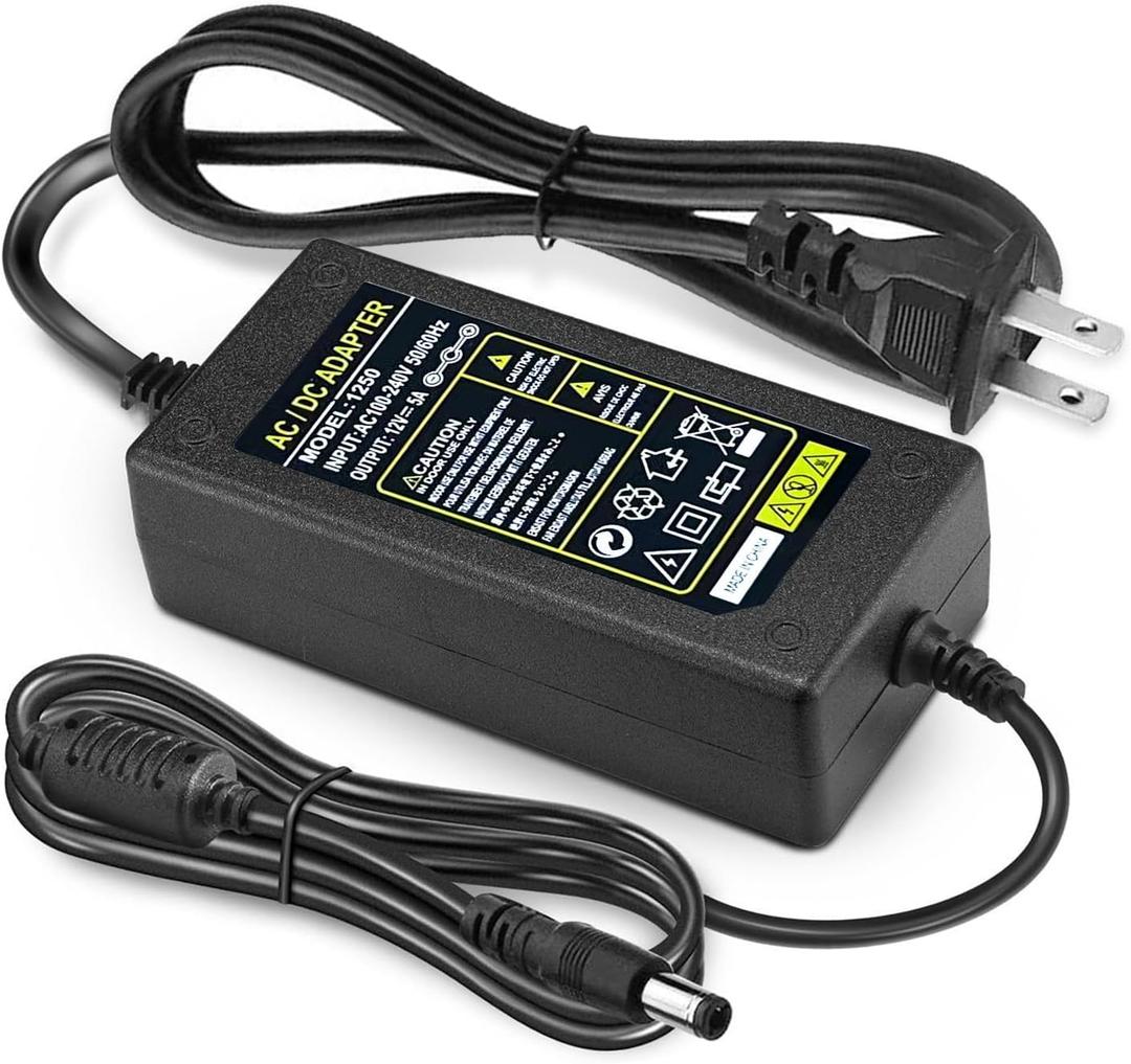 Power Adapter 12V 5A 4A 3A 2.5A 2A 1A AC DC Power Supply Cord Cable 5.5x2.1mm for Sceptre EC Series Monitor,ONN,AOC,Dell,Webcam, Router, Projector, CCTV, Speakers & More 12v 5a Monitor Charger