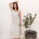 TEMOFON Women Summer Flip Flops Comfortable Wedge Sandals - Dressy Casual Slip on Sandals - Navy Blue Orthopedic Walking Sandals Size 5