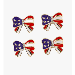 USA American Flag Earrings for Women USA Patriotic Bow Earrings Sparkly Rhinestone Bow Studs Earrings Independence day US 4th of July Outfits Jewelry for Women