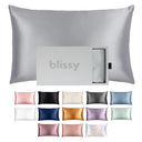 Blissy Silk Pillowcase - 100% Pure Mulberry Silk - 22 Momme 6A High-Grade Fibers - Silk Pillow Cover for Hair & Skin - Regular, Queen & King (Silver, Queen
