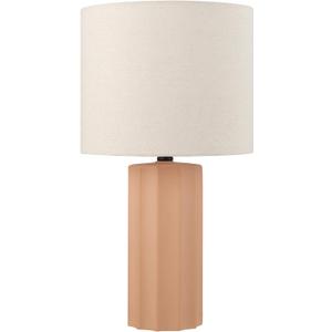 GLOBE Electric 61000062 20" Ribbed Ceramic Table Lamp, Matte Terracotta Finish, White Linen Shade, On/ Off Rotary Switch on Socket, for Living Room, Bedroom, Office, Home Décor