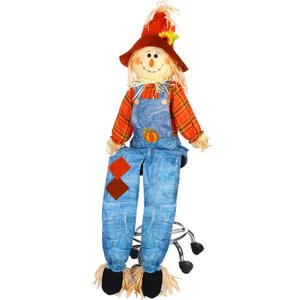 Shappy 60 Inch Large Fall Scarecrow Sitter Halloween Decoration Country Charm Harvest Outdoor Indoor Sitting Scarecrow for Garden Home Yard, Boy Style
