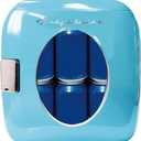Frigidaire Retro Mini Portable Compact Personal Fridge, 9 Liter Capacity Chills 12 Cans, 100% Freon-Free & Eco Friendly, Includes Plugs for Home Outlet & 12V Car Charger - Blue, standard