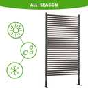 Metal Outdoor Privacy Screen with Stand, 3 ft W x 6 ft H PE-Coating Steel Pipes and Slats Panels, Decoative Privacy Screen Fence Panels Freestanding for Outside Patio Garden Backyard, Brown