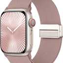 Stretchy Band with Magnetic Clasp Compatible for Apple Watch Bands Women Men 38MM/40MM/41MM/42MM(Series 11/10), Nylon Sport Solo Loop for iWatch Series 11/10/9/8/7/6/SE/5/4/Ultra 3 2 1 (Nude Pink)