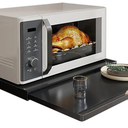 Microwave Pull-Out Cabinet Organizer Shelf, Kitchen Carbon Steel Microwave Oven Rack with Pull-Out Drawers & Shelves for Various Kitchen Appliances (Black)