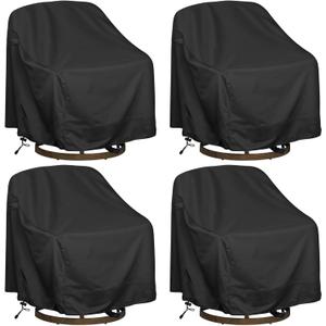 Outdoor Swivel Lounge Chair Cover, Fits to (29" W X 31" D X 38" H) Lawn Patio Chairs, 420D Tear-Resistant, UV Resistant, Waterproof for Furniture Covers (Black-4packs)
