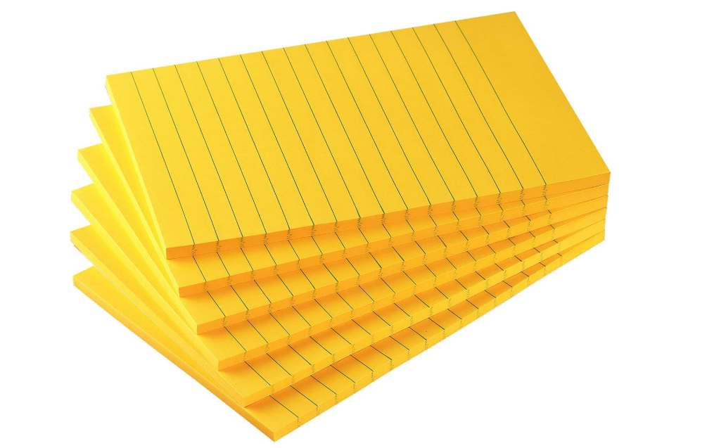 Early Buy Lined Sticky Notes, 4x6 in, 6 Pads, 45 Sheets/Pad (Orange)