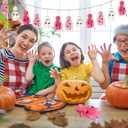 Syhood 12 Pcs Halloween Hanging Ornaments Pink Ghost Ornaments for Halloween Tree Decorations Fabric Pink and White Ghosts Decorations for Christmas Tree Home Mantel Banner Craft Party Supplies