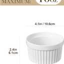 MALACASA Ramekins 10 oz Oven Safe, Porcelain Creme Brulee Ramekins Pudding Custard Cups Large Ceramic Souffle Dishes Ramakan Ramiken Ramicans Baking Bowls Set of 6, White, Series RAMEKIN-DISH