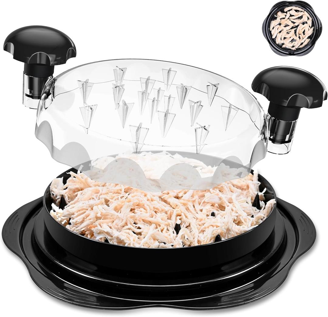 Chicken Shredder Tool Twist Large: 2025 Pro & Standard Food-Grade Visible Meat Shredder Tool Twist with Anti-Slip Petal-Like Base, Chicken Breast Shredder, Chicken Grinder (Black, Pro - 10.8")