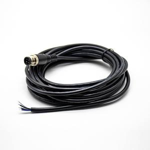 Elecbee M12 Connector A Code Single Male Head Straight Aviation Plug Electrical Cable (4 Pin 5M/16.4ft Cable)