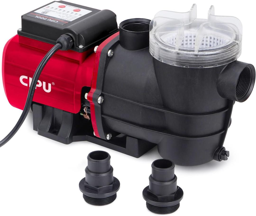 CIPU 1/2 HP Pool Pump with Timer, 3120 GPH Above Ground Pool Pump with Filter Basket and Hose Adapters, 115V Self-Priming Pool Filter Pump Replacement for Sand Filter Systems