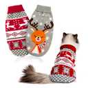 HYLYUN Cat Christmas Sweater 2 Packs - Puppy Christmas Sweater Pet Reindeer Snowflake Sweaters for Kittys and Small Dogs small