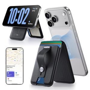ESR Geo for Magsafe Wallet with Full Find My Functionality,5 Card-Holder Stand Grip for Phone Case, RFID Blocking, Magnetic Wallet for iPhone 17e/17/16/15/14/13/12 Series, with Adjustable Stand, Black