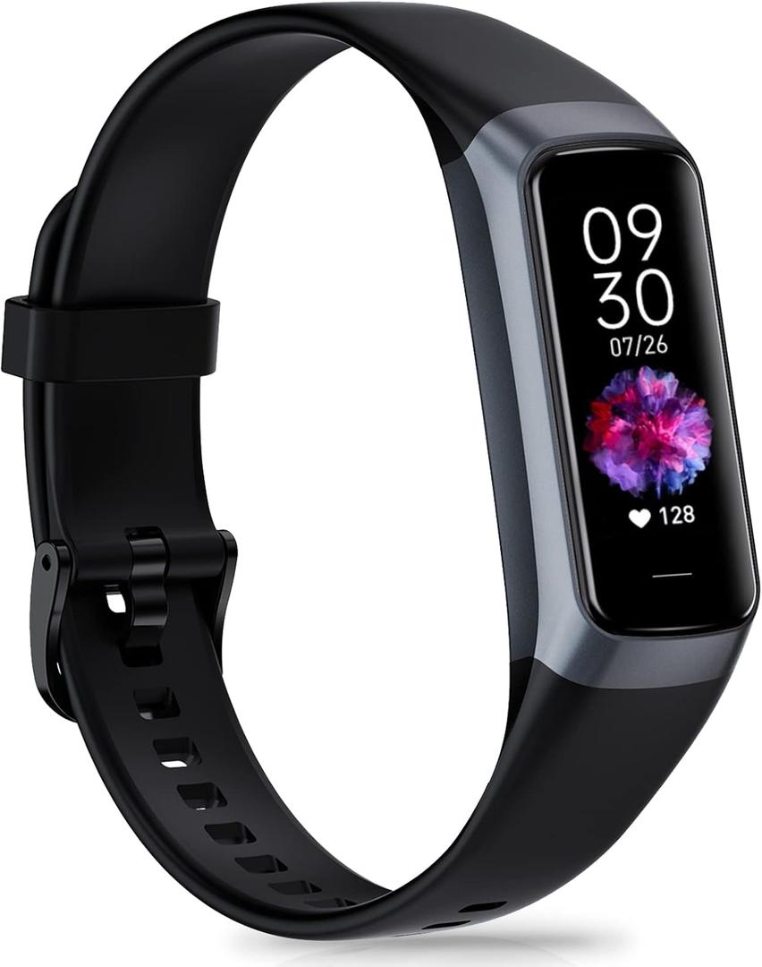 Fitness Tracker, 1.10" Step Tracker with 24/7 Heart Rate, Blood Pressure, Step Counter Smartwatch for Calorie Sleep Tracker, Activity Tracker Pedometer for Women Men, Black