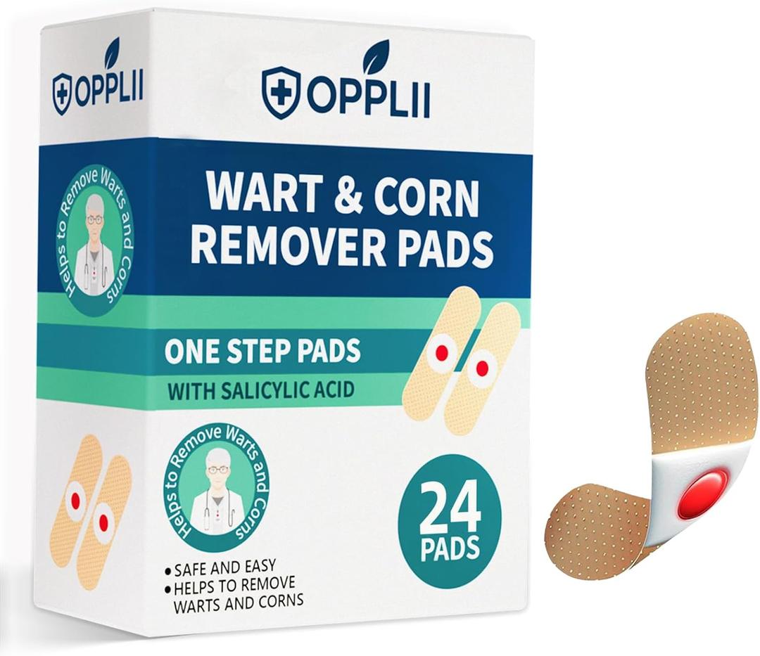 2 x Wart Remover Pads with Salicylic Acid, Medicated Adhesive Patches for Common and Plantar Warts, Corn Removal Pads for Feet and Hands, 24 Count
