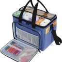 Teamoy Knitting Bag, Yarn Storage Organizer Crochet Bag Tote, Dark Blue, Large - No Cover