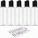 5 Pack 3.4 oz Travel Bottles for Toiletries TSA Approved Leakproof Plastic Empty Travel Size Bottles Containers with Labels