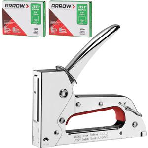 Arrow JT27 Light Duty Staple Gun Kit, Thin Wire Stapler with 2000 Pieces JT21 3/8" Staples, Lightweight Chromed-Steel Housing