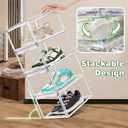 12 Pack Drop Front Acrylic Shoe Boxes with Magnetic Door Fit US Size 12, Clear Stackable Shoe Organizer for Closet, Entryway, Underbed, Multiple Display Cases for Hats, Figures, Sneakers