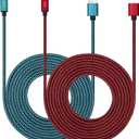 Micro USB Cable 10ft with 3A Fast Charging, 2Pack Ultra Durable 10ft Nylon Braided Charger Cords for Galaxy S7/S6/J8/J7 Note 5,Kindle,LG,PS4,Camera,Xbox One and More (Red + Blue)