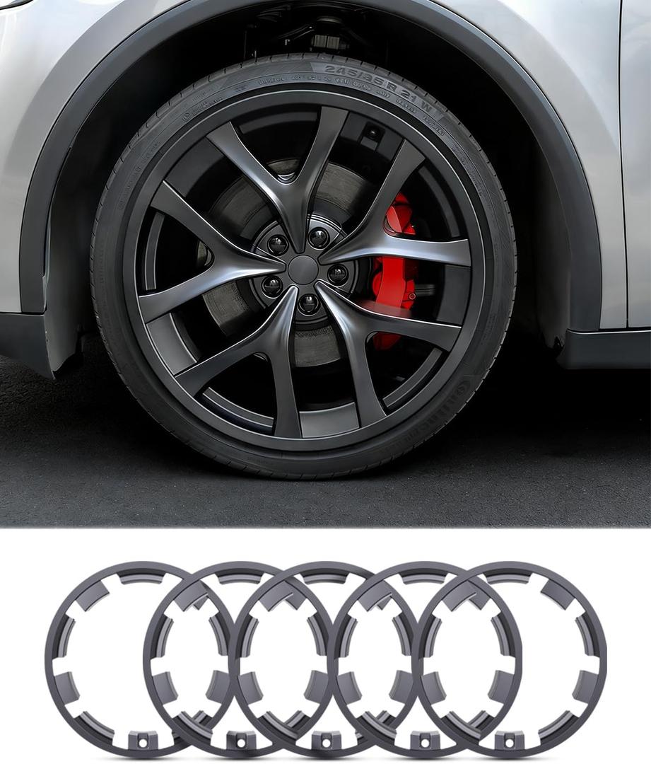 Wheel Rim Protector for Tesla Model Y Juniper 21" Arachnid (5pcs) | All-in-one/Incognito Gray/Fits 2026 Model Y Juniper/Protects 21" Arachnid 2.0 wheels from curb rash/Easy install