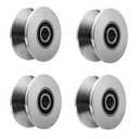 Sliding Gate Rollers Stainless Steel V Groove Wheel Heavy Duty Cable Pulley Block V Shaped Rail Gate Wheels Quiet and Smooth Operation Plate Caster with Bearing for Barn Door Track