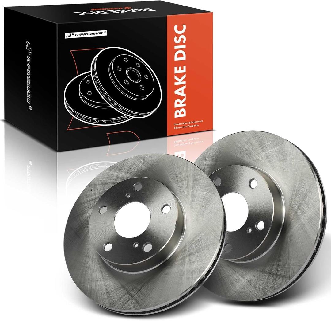 A-Premium 10.83 inch (275mm) Front Vented Disc Brake Rotors Compatible with Toyota Models - Tacoma 2005-2015, 5 Lug Models Only, 2-PC Set