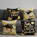 Congrats Grad Cap Balloon Flowers Book Graduation Pillow Covers Throw Pillow Cases Set of 4 Decorations for Home Sofa Cushion Cover Party Holiday Decor 18x18 Inch