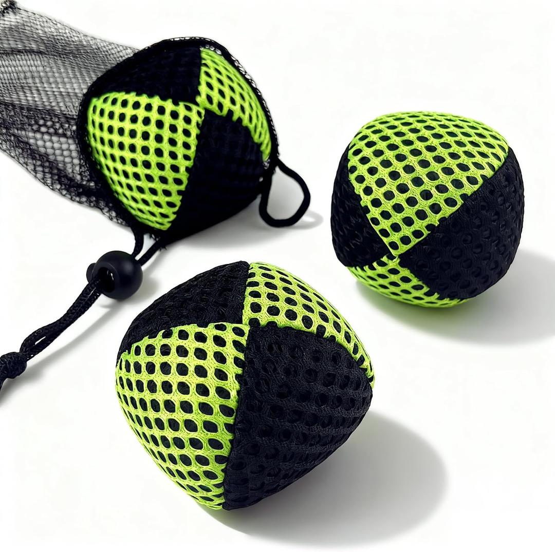 3 Packs Juggling Balls Set for Beginners and Adult, Black and Neon Green Juggling Bean Bags Durable Juggle Ball Kit Easy-to-Handle Mini Juggling Balls, Perfect for Learning, Fun, and Stress Relief