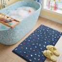 Color&Geometry Soft Bathroom Rugs,Bath Mats for Bathroom Non Slip,Absorbent Microfiber Bath Mat Washable,Cute Bath Mat Aesthetic Bath Rugs Bath Decor Rug Colorful Decorations,Navy Blue,24x43