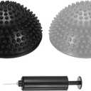 PATIKIL Half Spiky Domes Balance Pods Balance Trainer Dots with Hand Pump for Core Body (Silver/Black)