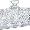 Crystal Covered Butter Dish,8inch Classic Glass 2-Piece Design Butter Keeper with Lid | Butter Holder | Dishwasher Safe