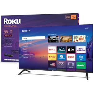 Roku Smart TV 2026 – 55-Inch Select Series, 4K QLED TV – Roku TV with Voice Remote – Flat Screen QLED Television with Wi-Fi for Streaming Live Local News, Sports, & Movies – Bluetooth Headphone Mode