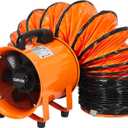 8 Inch Utility Blower Exhaust Fan, Portable Industrial Exhaust Fan with 16.4 ft Flexible Duct Hose, 1100 CFM Low-Noise Air Mover Blower Fan/Extractor/Ventilator for Basements, Workshops, Warehouses, 8 inch Fan+16.4 ft Ducting