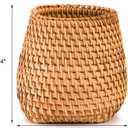 Hacaroa Set of 2 Rattan Pencil Holder for Desk, Handmade Wicker Pen Cup Cute Boho Desk Organizer, Woven Makeup Brush Holder Utensil Container for Home, Office Table Decor