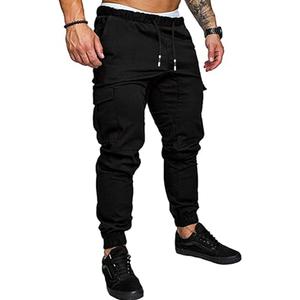 GM MGBOYGYM Mens Fashion Joggers Sports Pants - Cotton Cargo Pants Sweatpants Trousers Mens Long Pants (L, Black)
