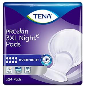 Tena Proskin Women Overngt Pads 3XL 24Ct, 2 pack