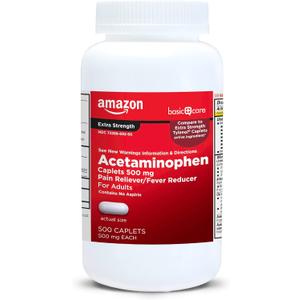 Amazon Basic Care Extra Strength Pain Relief, Acetaminophen Caplets, 500 mg, Pain Reliever/Fever Reducer, 500 Count 10/2024