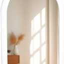 Arched Mirror 24 x 36 Inch,White Wood Rustic Bathroom Tempered Wall Mirror with Wood Frame,Round Corner Arch Farmhouse Wooden Vanity Mirror for Living Room,Entryway or Bedroom