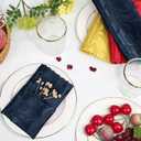 Aormenzy 50 Pack Navy Blue Satin Napkins, 17 x 17 Inches, Floral Pattern, Set of 50