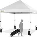 CROWN SHADES 10x10 Heavy Duty Canopy - Premium Pop Up Canopy Tent - Extra Sun Shade Protection with 400D Strength Oxford Fabric - Great for Trade Shows, Events, Tailgates & Commercial Use, White