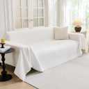 MYSKY HOME Couch Covers Couch Cover for Dogs Washable, Couch Covers for Sectional Sofa, Sofa Covers for 3 Cushion Couch Sofa Cover for Living Room Furniture Protector for Pets, Kids, 91"x134", White