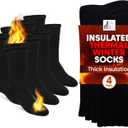 Debra Weitzner Thermal Socks - Men & Women's Warm Crew Socks, 4/6 Pairs, Winter Thick Boot Socks (Black)