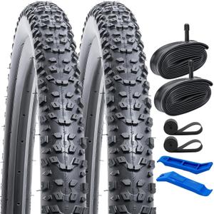 YUNSCM 2-PCS 27.5" Mountain Bike Tires 27.5x2.30/58-584 and 27.5" Heavy Duty Bike Tubes Schrader Valve Compatible with Off Road Bike 27.5x2.25 27.5 X 2.30 27.5x2.35 Bicycle Tires and Tubes (Y-834)