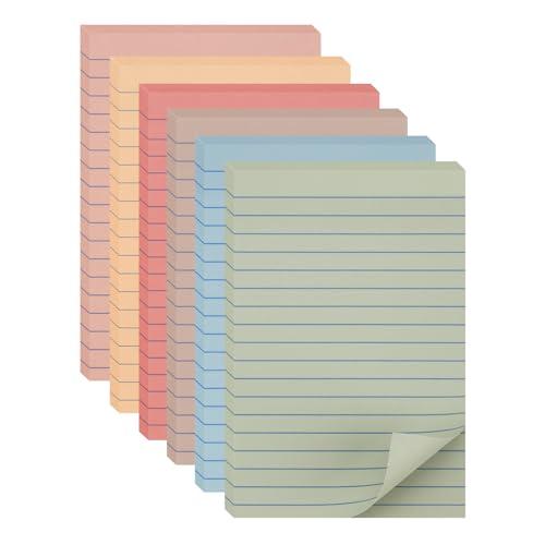 YISAN Lined Sticky Notes 4x6 Inch,30 Pads,Pastel Self-Stick Pad with Lines,55 Sheet/Pad for Office,71143